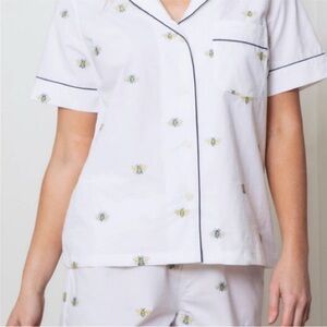 Anthropologie Printfresh Women's White Bee Print Pajama short Set